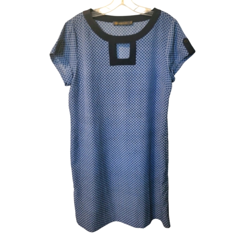 Outback Red Shift Dress with‎ Square Keyhole Blue White L